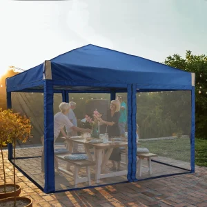 Aoodor Pop Up Canopy 12'x12' With Removable Mesh Sidewalls - Black
