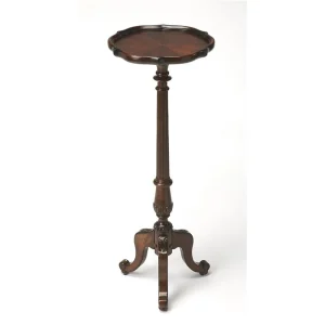 Bowery Hill Traditional Wood Pedestal Plant Stand, Cherry Dark Brown, 36.5in H x 14in W x 14in D
