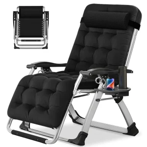 NAIZEA Zero Gravity Lawn Recliner Chairs, 2 Pack, Black