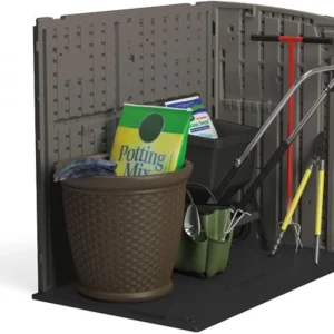 Suncast Horizontal Resin Storage Shed, 34 Cu Ft, Floor Included, Stoney Black
