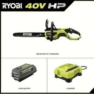 Ryobi 18-Inch 40V Cordless Chainsaw Kit With Battery And Charger - RY40530