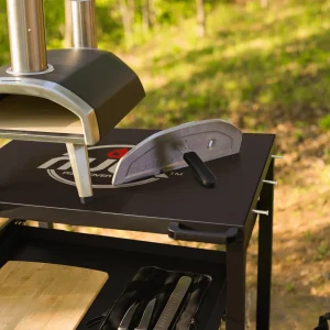 NUUK Three-Shelf Heavy Duty Rolling Outdoor Pizza Oven Table, 24 in x 30 in Steel