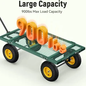Vibemo Steel Garden Cart 2-in-1, 1400 lbs, 13 in Pneumatic Tires, Black - VB-GC02