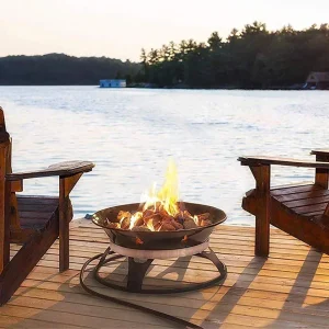 Portable Propane Fire Pit 21-inch 58,000 BTU With Cover And Carry Kit