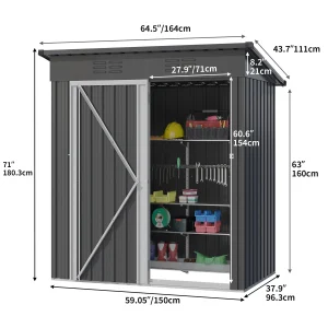 UFORIC Outdoor Storage Shed, 5 x 3 ft, Dark Gray