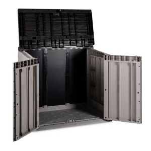 Toomax Outdoor Storage Shed Cabinet, 30 cu ft, Taupe Grey/Anthracite, 52 x 30.5 x 43.5 inches - Stora Way