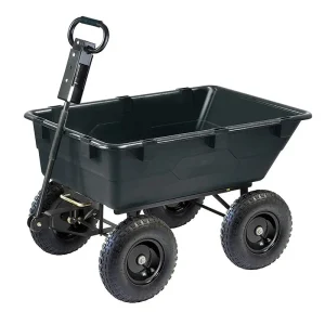 Heavy-Duty Garden Poly Dump Cart, 1,200 Pound Capacity, 40 Inch x 25 Inch Bed, Black - GOR866D