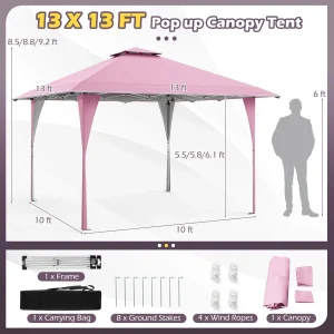 Costway Pop-Up Gazebo Outdoor Canopy Tent, 13 x 13 ft, Gray