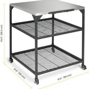 ooni Large Modular Outdoor Table - 31x31x35 Inch Stainless Steel Pizza Oven Stand