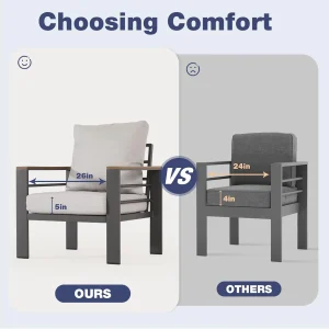 Aoxun Aluminum 7-Seat Patio Sectional With 5 in Cushions, Coffee Table And Waterproof Cover